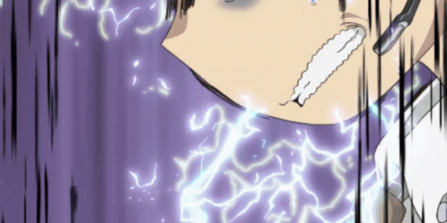 A Close Up Of A Person 'S Face With Lightning Coming Out Of His Mouth GIF