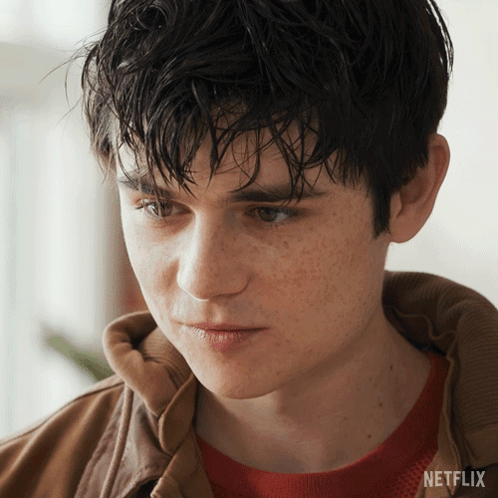 A Close Up Of A Person 'S Face With Netflix Written On The Bottom Right GIF