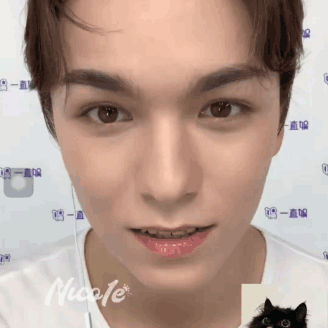 A Close Up Of A Person 'S Face With Nicole Written On It GIF