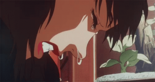 A Close Up Of A Person 'S Face With Tears Coming Out Of Their Eyes . GIF