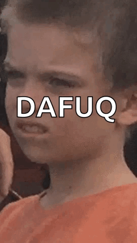 A Close Up Of A Person 'S Face With The Word Dafuq Written Above It GIF