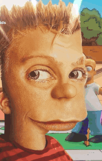 A Close Up Of A Person 'S Face With The Word Kids Visible GIF