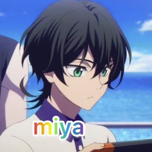 A Close Up Of A Person 'S Face With The Word Miya On It GIF