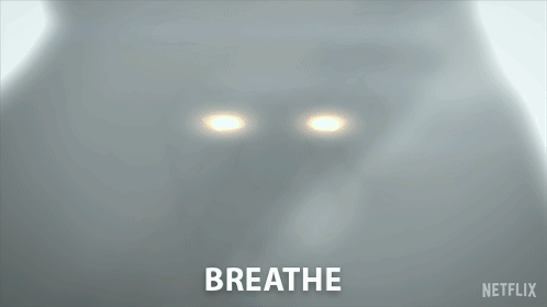 A Close Up Of A Person 'S Face With The Words Breathe Written On It GIF