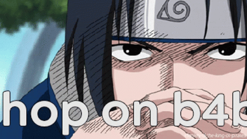 A Close Up Of A Person 'S Face With The Words Hop On B4b GIF