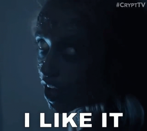 A Close Up Of A Person 'S Face With The Words I Like It GIF