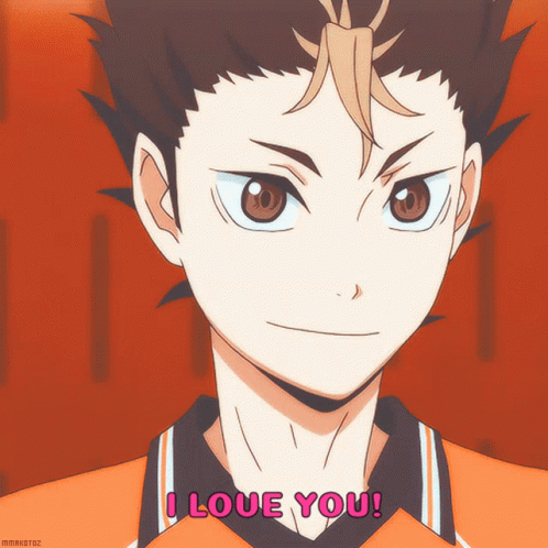 A Close Up Of A Person 'S Face With The Words I Love You On The Bottom GIF