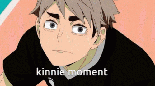 A Close Up Of A Person 'S Face With The Words " Kinnie Moment " Written Below It GIF
