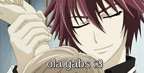 A Close Up Of A Person 'S Face With The Words Ola Gabs : 3 On The Bottom GIF