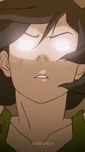 A Close Up Of A Person 'S Face With Their Eyes Glowing And The Words Daddaella Below It GIF