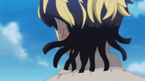 A Close Up Of A Person 'S Hair With A Blue Sky Behind Them GIF