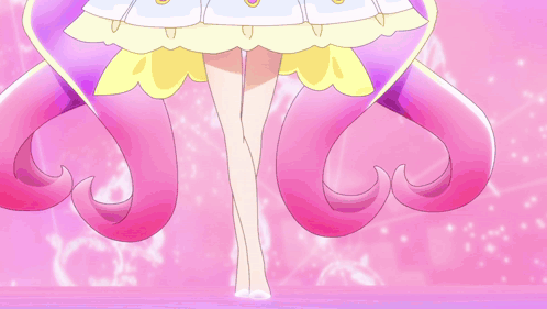 A Close Up Of A Person 'S Legs With Purple Shoes On A Pink Background GIF