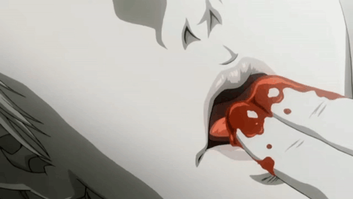 A Close Up Of A Person 'S Mouth With Blood Dripping From It GIF