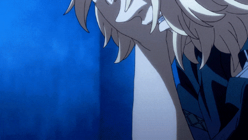 A Close Up Of A Person 'S Neck And Shoulder With A Blue Background GIF