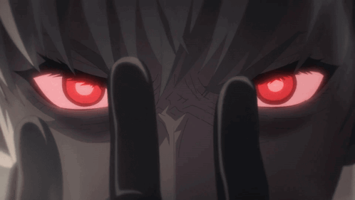 A Close Up Of A Person 'S Red Eyes GIF