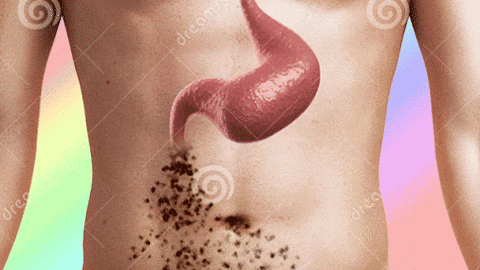 A Close Up Of A Person 'S Stomach With Orecom Written On The Bottom Right GIF