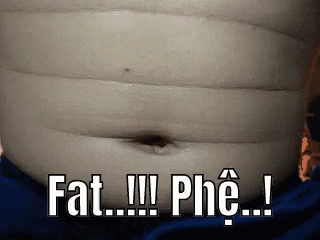 A Close Up Of A Person 'S Stomach With The Words Fat !!! Phe Written On It . GIF