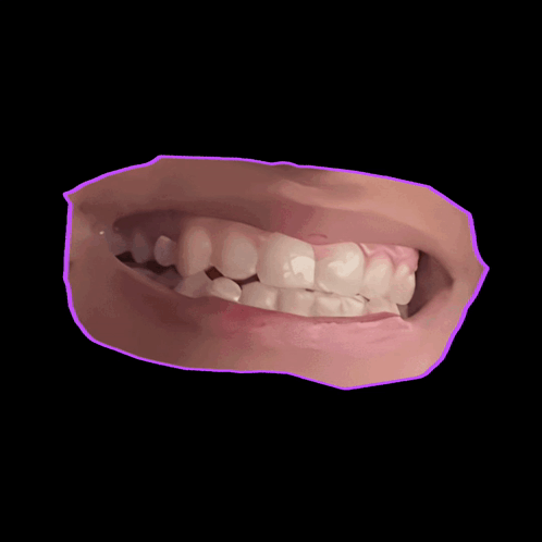 A Close Up Of A Person 'S Teeth With A Purple Outline Around It GIF