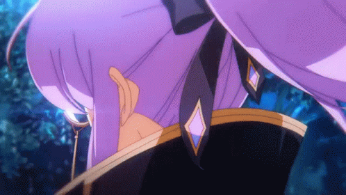 A Close Up Of A Person 'S Torso With Purple Hair And A Purple Tie GIF