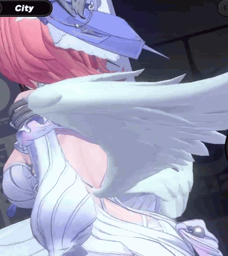 A Close Up Of A Person 'S Wings With The Word City Behind Them GIF