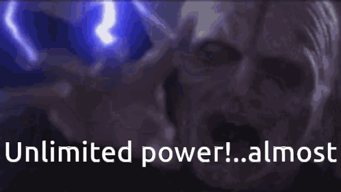 A Close Up Of A Person Screaming With The Words Unlimited Power Almost Written On The Bottom GIF