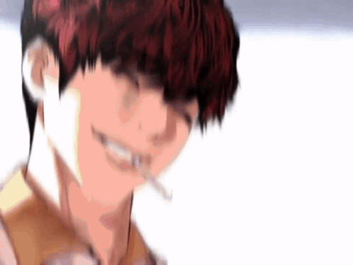 A Close Up Of A Person Smoking A Cigarette And Smiling . GIF