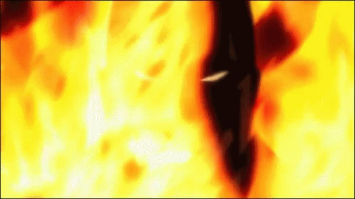 A Close Up Of A Person Standing In Front Of A Large Fire . GIF
