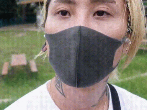 A Close Up Of A Person Wearing A Black Mask GIF
