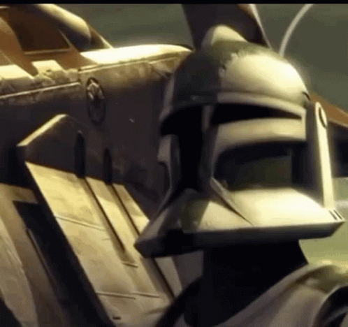 A Close Up Of A Person Wearing A Helmet In A Star Wars Cartoon . GIF