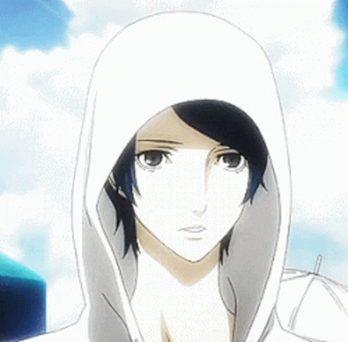 A Close Up Of A Person Wearing A White Hooded Jacket GIF