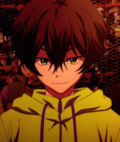 A Close Up Of A Person Wearing A Yellow Hoodie With Purple Laces GIF