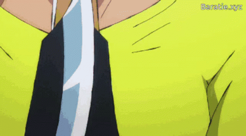 A Close Up Of A Person Wearing A Yellow Shirt And A Black Jacket With The Words Beratie.xyz On The Bottom GIF