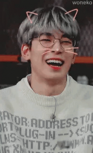 A Close Up Of A Person Wearing Glasses And A Cat Ear . GIF
