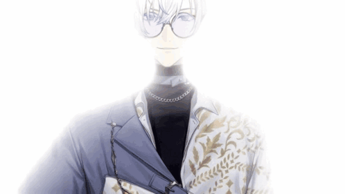 A Close Up Of A Person Wearing Glasses And A Necklace . GIF