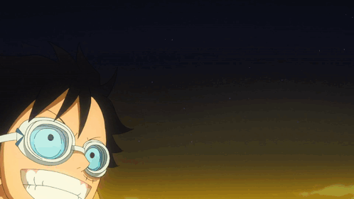 A Close Up Of A Person Wearing Goggles With A Starry Sky In The Background GIF