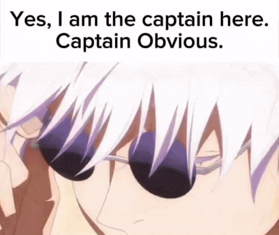 A Close Up Of A Person Wearing Sunglasses With The Words `` Yes , I Am The Captain Here . Captain Obvious '' GIF