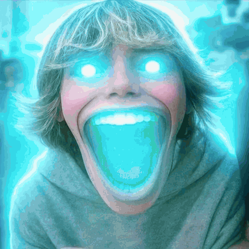 Person With Glowing Blue Eyes GIF