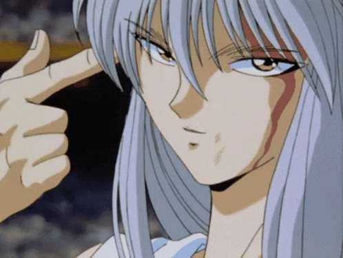A Close Up Of A Person With Long White Hair GIF
