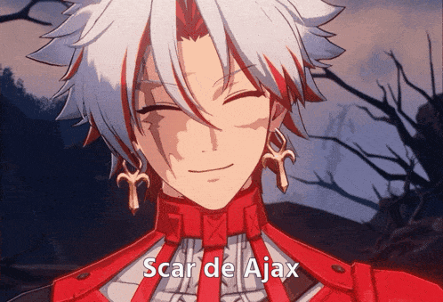 A Close Up Of A Person With The Words Scar De Ajax On The Bottom GIF