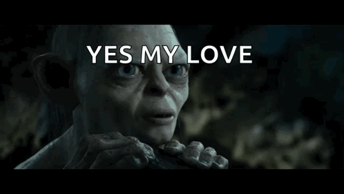 Close Up Of Person With Yes My Love Above GIF