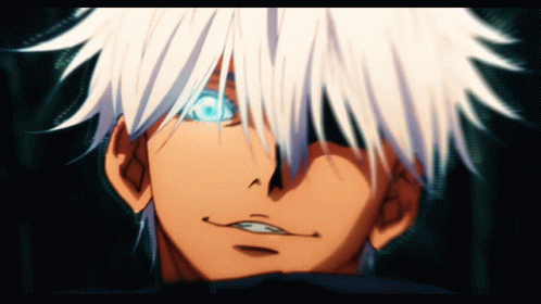 A Close Up Of A Person With White Hair And A Blue Eye GIF