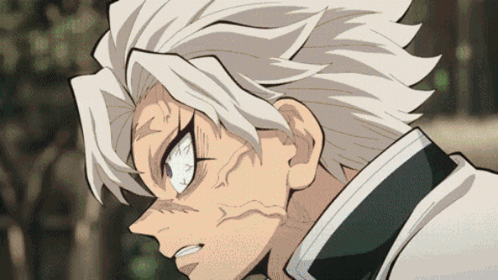 a close up of a person with white hair