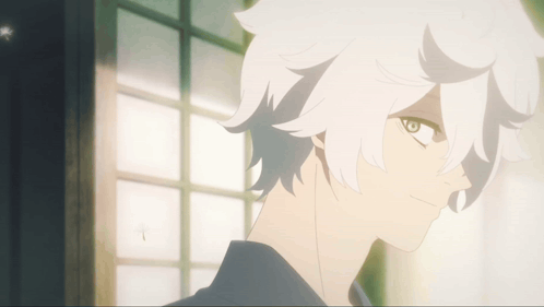 A Close Up Of A Person With White Hair GIF