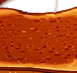 a close up of a piece of toast with syrup on it