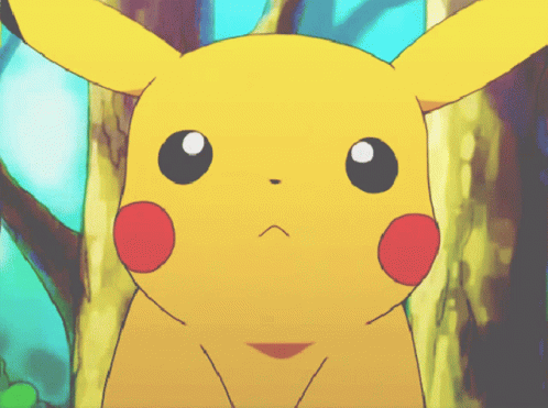 A Close Up Of A Pikachu With A Sad Look On Its Face GIF
