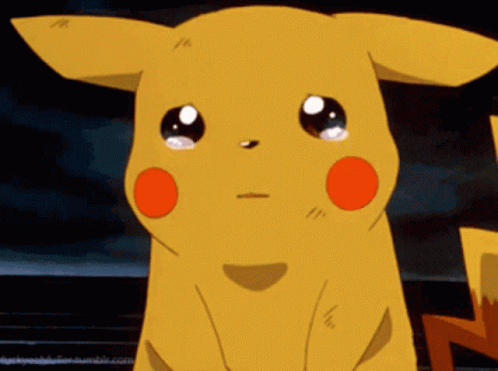 A Close Up Of A Pikachu With Tears Coming Out Of Its Eyes GIF