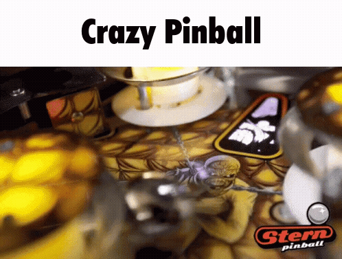 A Close Up Of A Pinball Machine With The Words Crazy Pinball GIF