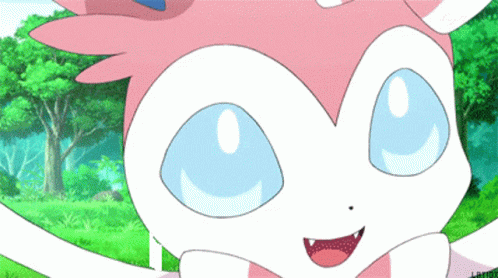Pink And White Cartoon Character With Blue Eyes GIF