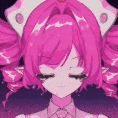 A Close Up Of A Pink Anime Girl With Her Eyes Closed And A Crown On Her Head . GIF