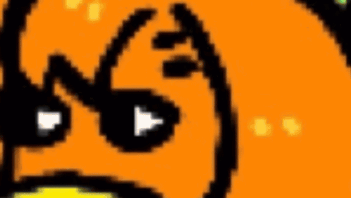 A Close Up Of A Pixel Art Drawing Of A Cartoon Character With An Angry Face . GIF